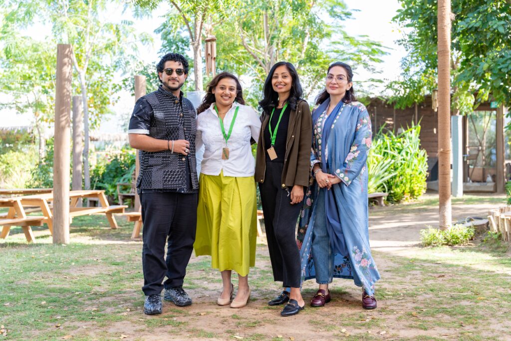 panellists Uzair Merchant, host Karishma Bhansali-Mehta, Avni Doshi and Lamya Gargash.